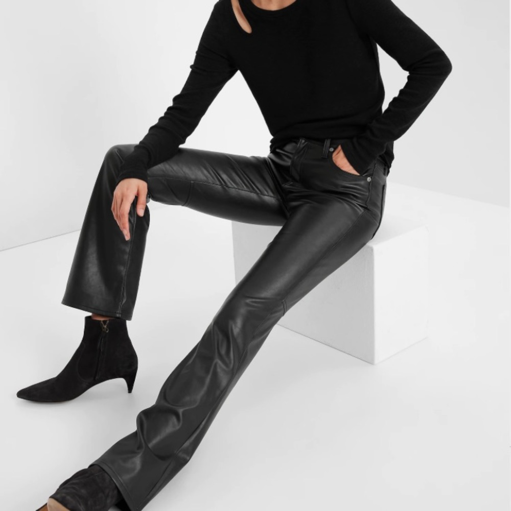 Gap Mid Rise Faux-Leather Baby Boot Pants, size 8/29